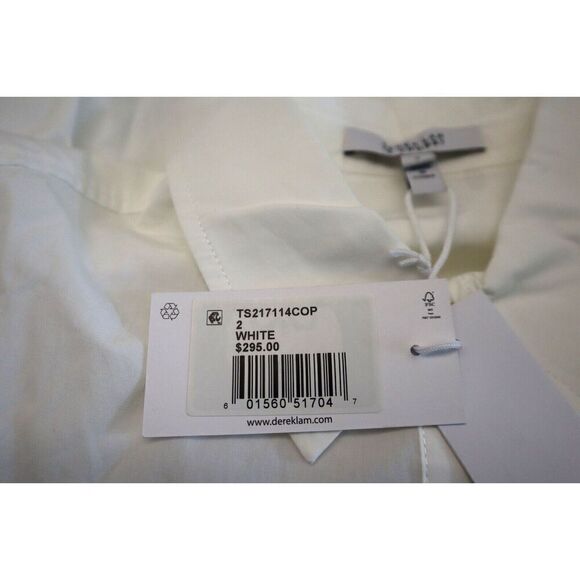 Derek Lam 10 Crosby Women's Sz 2 White Marley Button-Front Ruched L/S Shirt - Picture 4 of 10